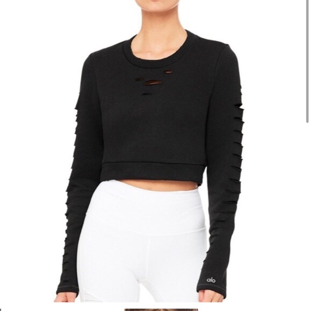 Womens Alo yoga ripped warrior cropped long sleeve